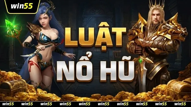 Banner thiết kế chuyên nghiệp hướng dẫn luật chơi nổ hũ tại WIN55 với phong cách hiện đại và bắt mắt.